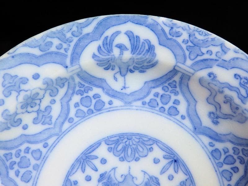 伊万里　印判　花に鳳凰　来栖紋の図　手塩皿　５枚　D567A-BNw