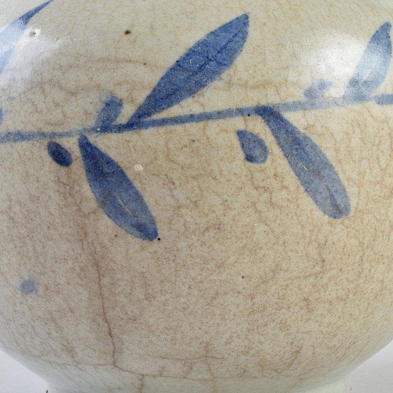 朝鮮美術　李朝　高麗白磁　染付　花文　壷　時代箱付　D　R9146B