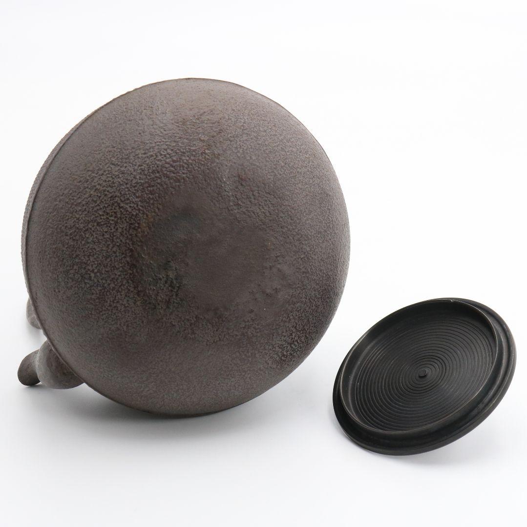 釜師 佐藤浄清造 肩衝霰 鉄瓶 茶道具 共箱　II568　YSy