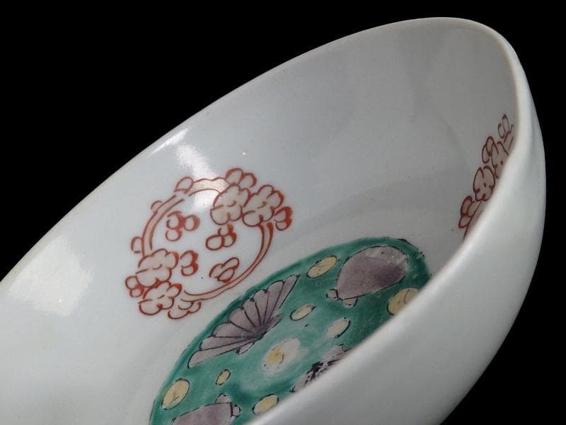 古伊万里　色絵　丸紋に貝の図　春寒鉢　膾皿　B129AS-DAz
