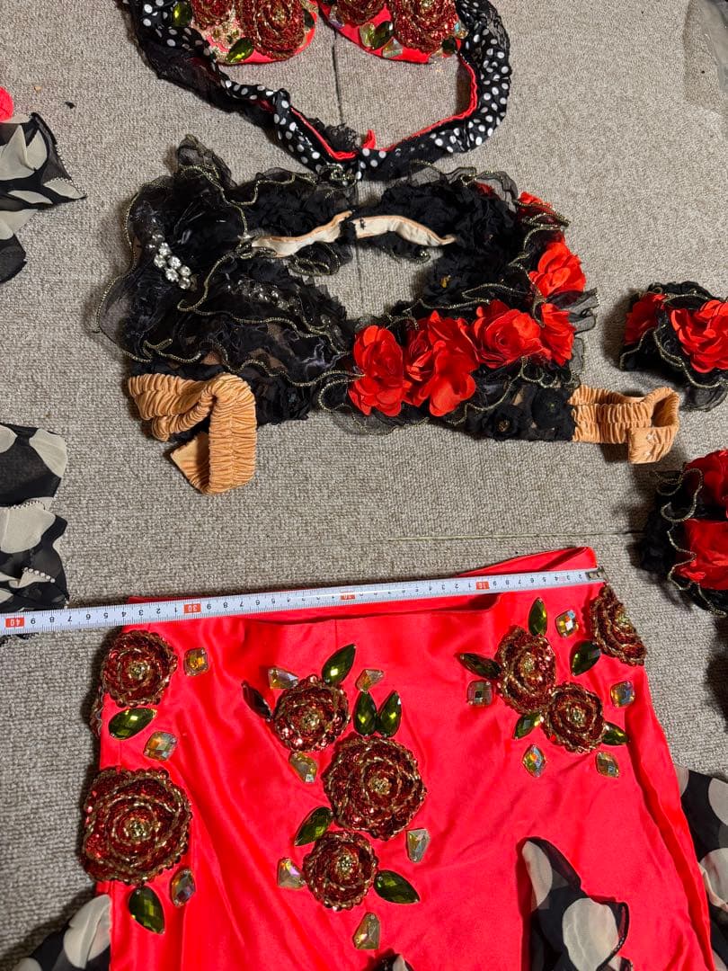 ベリーダンス セットアップ ピンク・黒・白