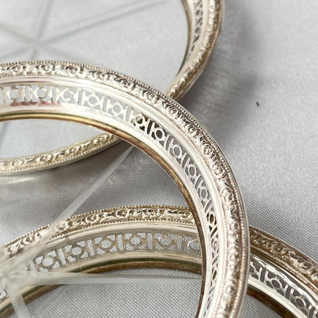 【Webster】【純銀 / ガラス】 透かしのコースター 6枚 スターリング