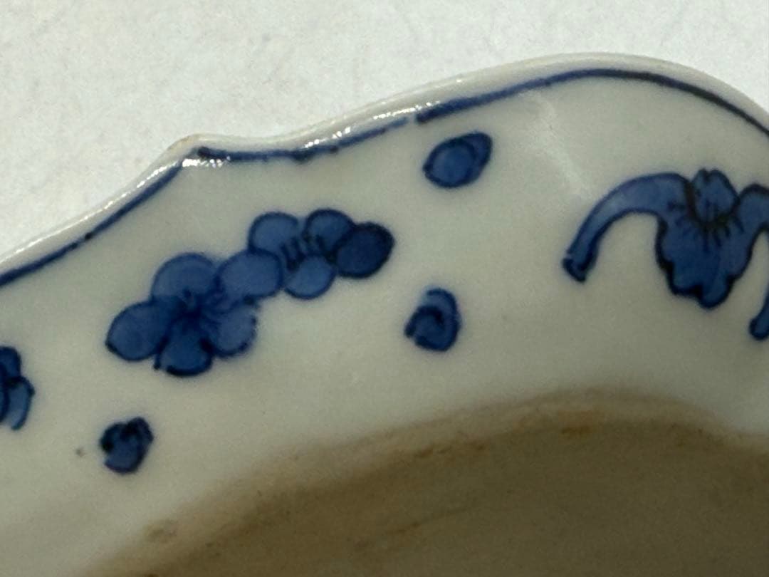 中国　染付　山水人物紋　菱型皿5点　玉玩製　送料込み251112