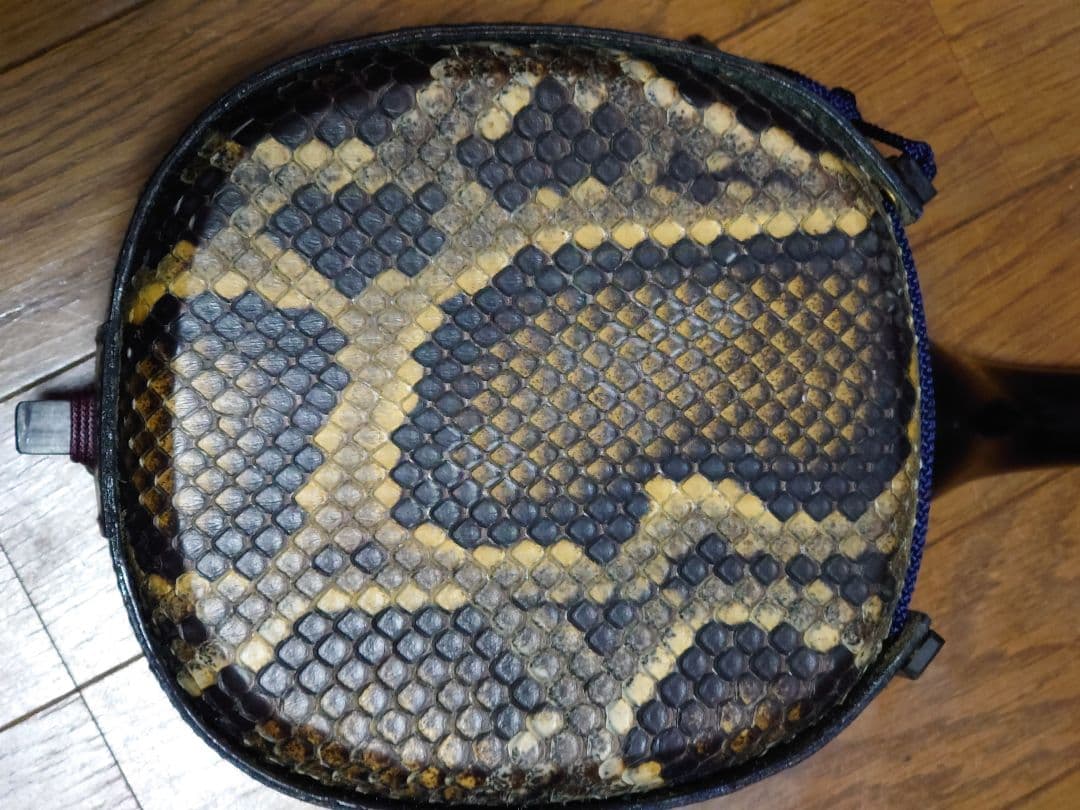 真壁型三線　黒木（カミゲン、真黒）　本皮1枚張