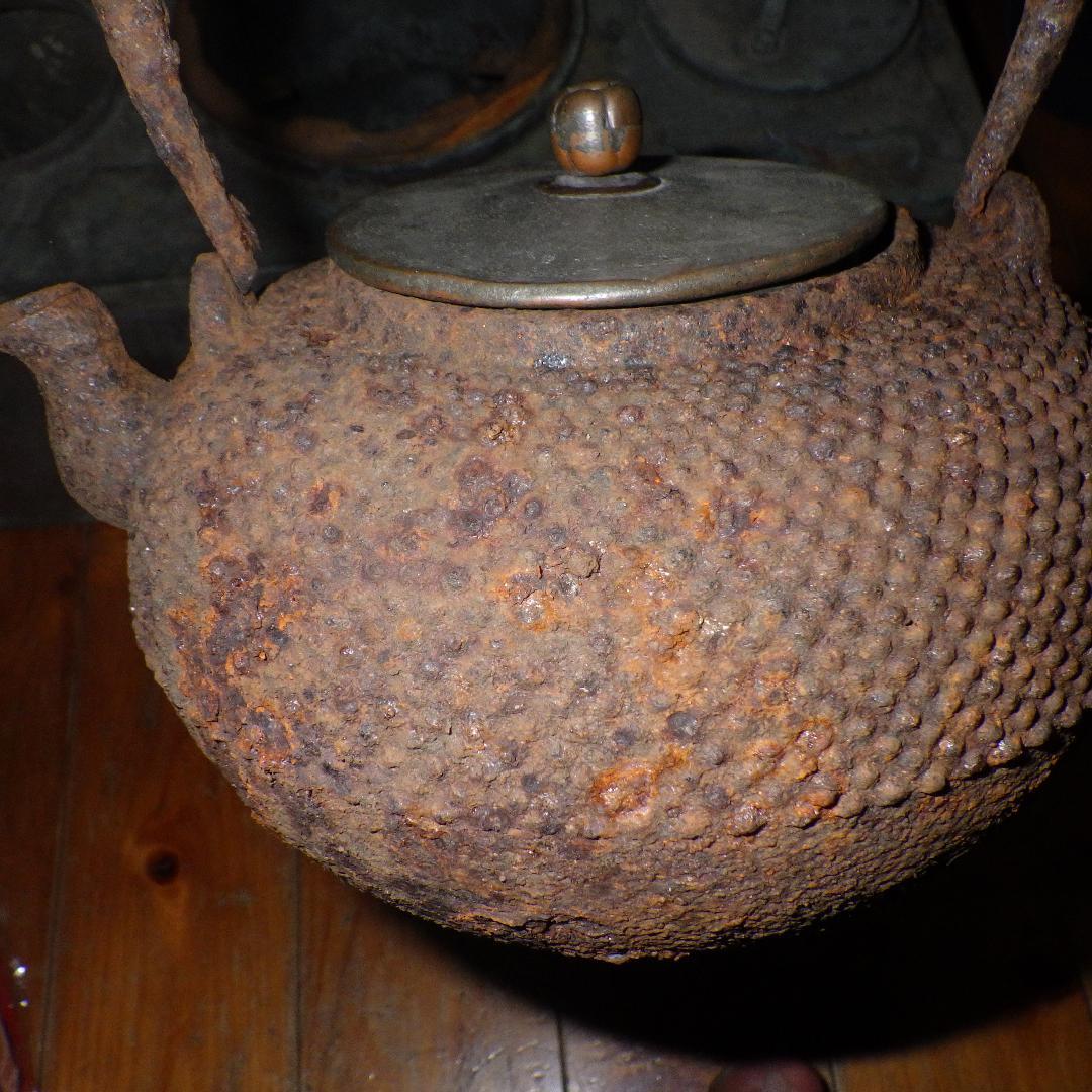 大正ロマン　酒燗器と鉄瓶付き　時代真鍮