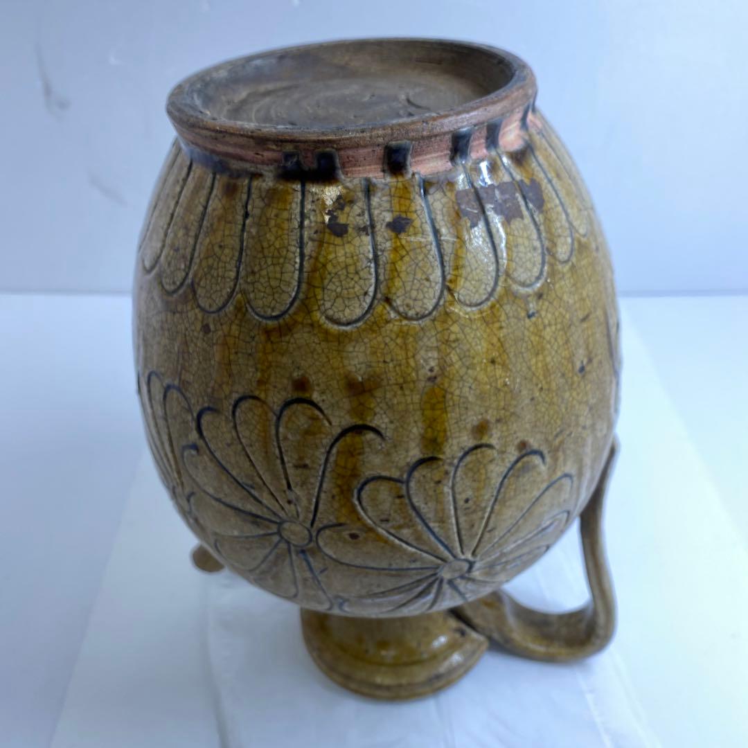 江戸初期　黄瀬戸水次　高さ27㎝　東Y7-0213②