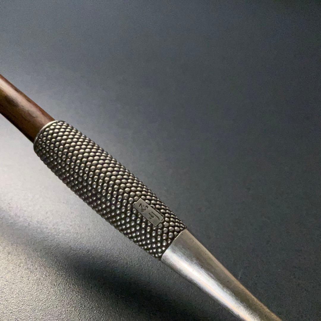 銀製煙管　霰文　キセル　アンティーク　骨董　6R1256お2