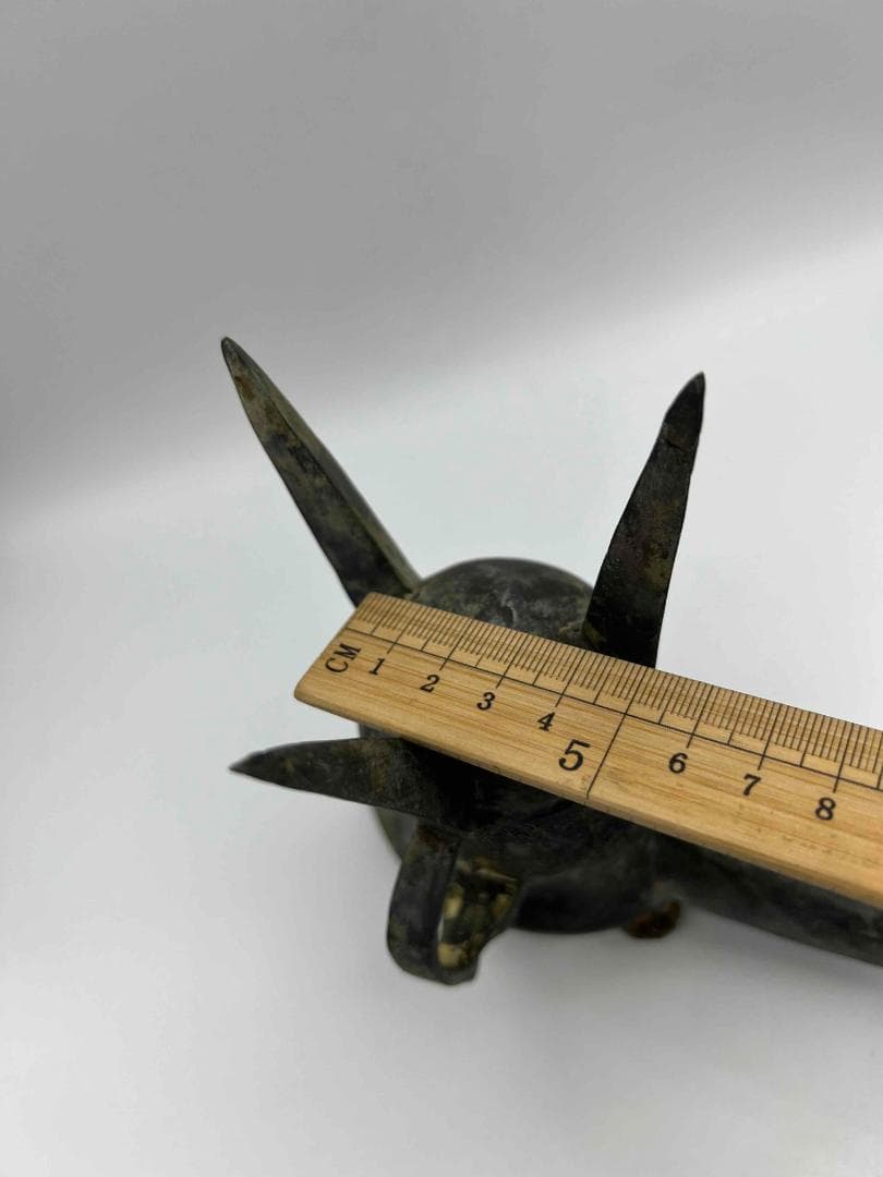 中国古美術　戦国から漢時代　青銅　ブロンズ　三足爵盃　酒具　極最工(C-72)