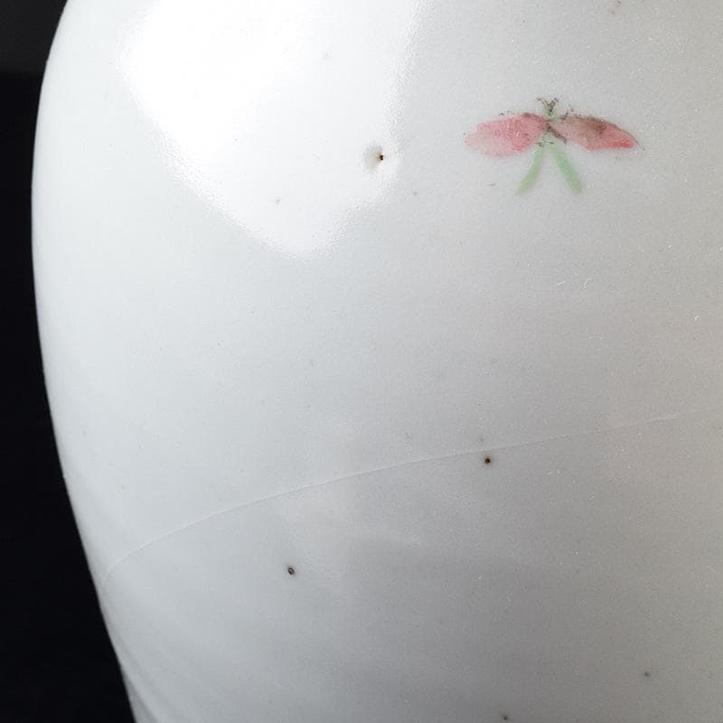 中国　粉彩花鳥文　双耳瓶　高さ約41cm　V　R7643F