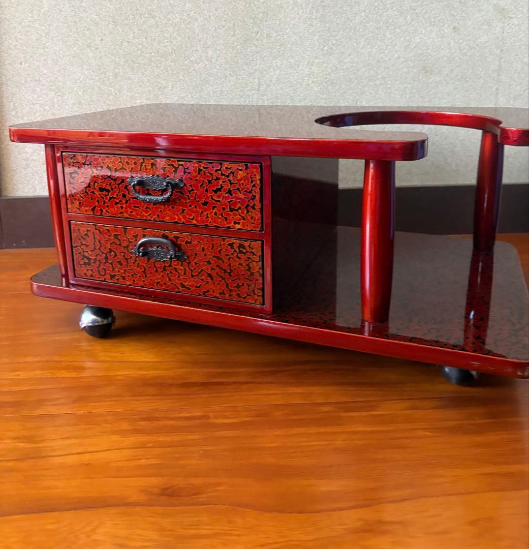 高級&希少！ 昭和レトロ お座敷ワゴン ポットカート 木製座卓 2引き出し付き