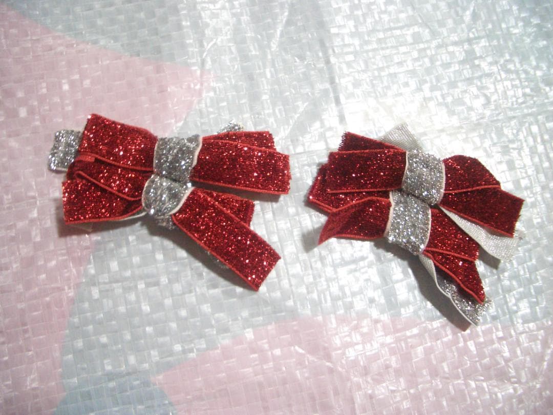 12人分　赤とシルバー　ダンス衣装 　スパンコール大リボン & ミニリボン付き